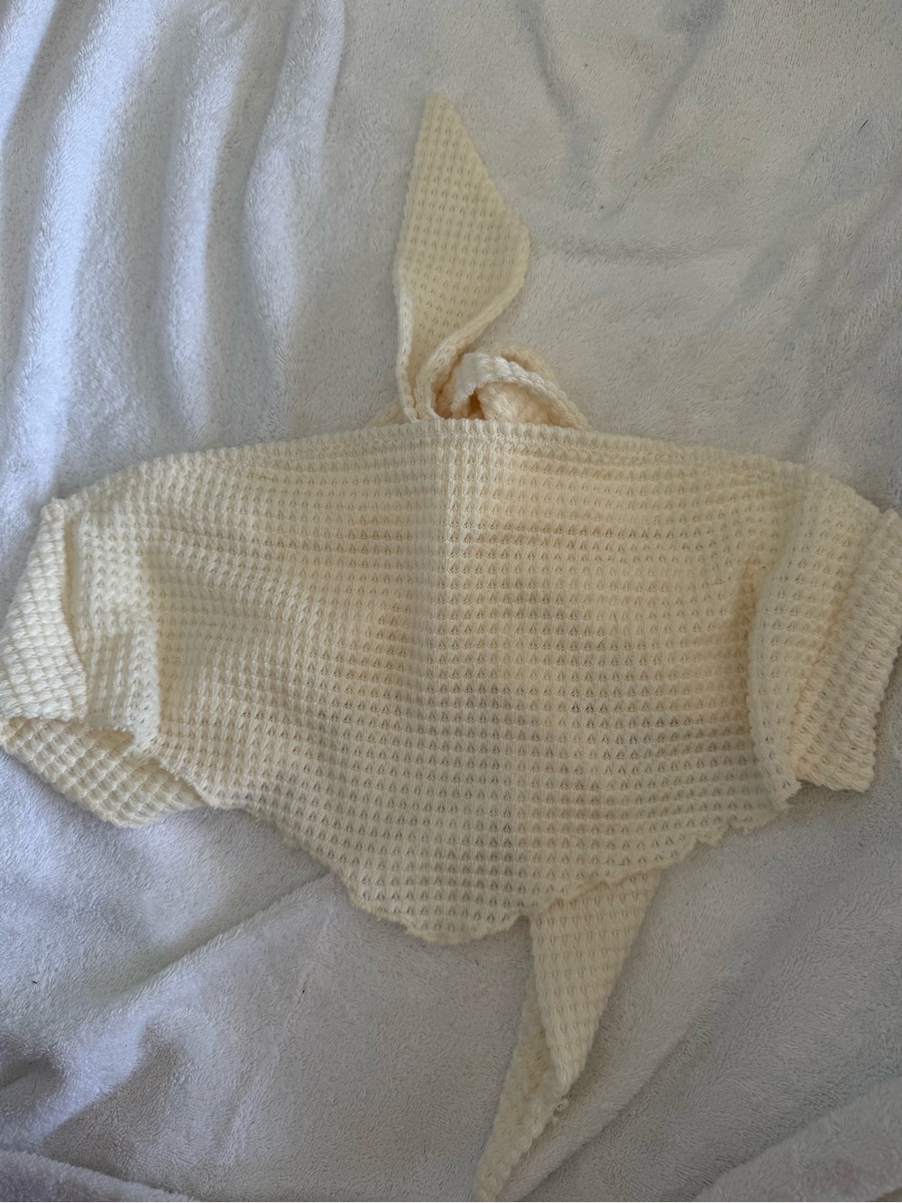 Cream Waffle Knit Bandana Style Top